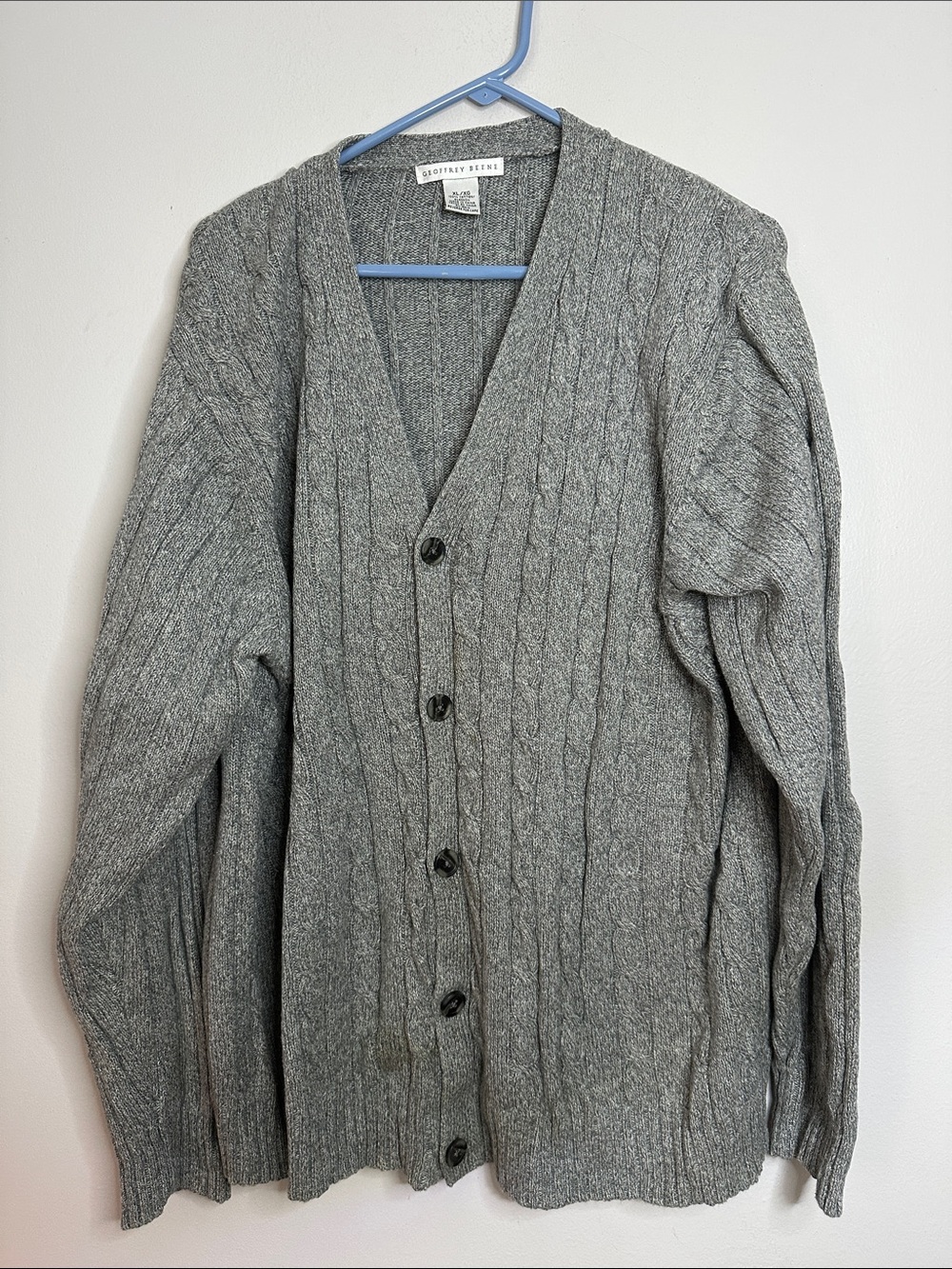Geoffrey Beene Classic Gray Cable Knit Men’s Cardigan Sweater size XL